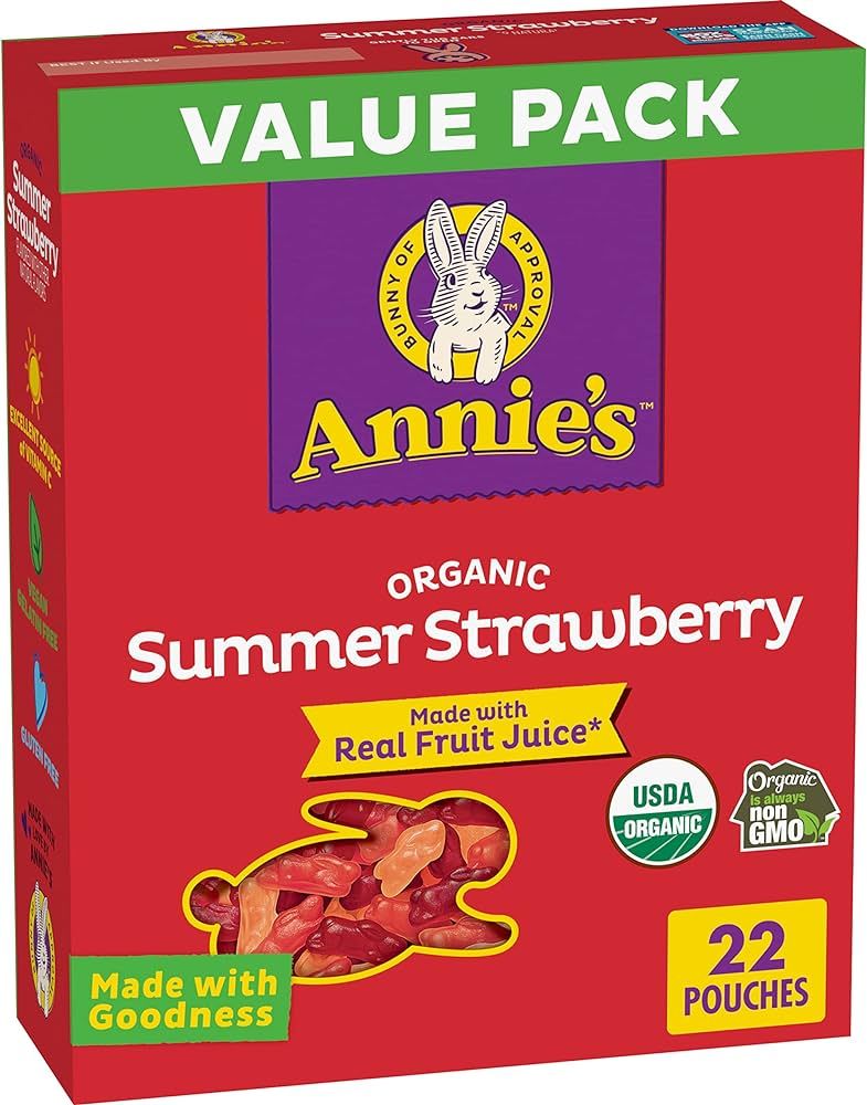 Annie's Organic Bunny Fruit Flavored Snacks, Summer Strawberry, Gluten Free, Value Pack, 22 Pouch... | Amazon (US)