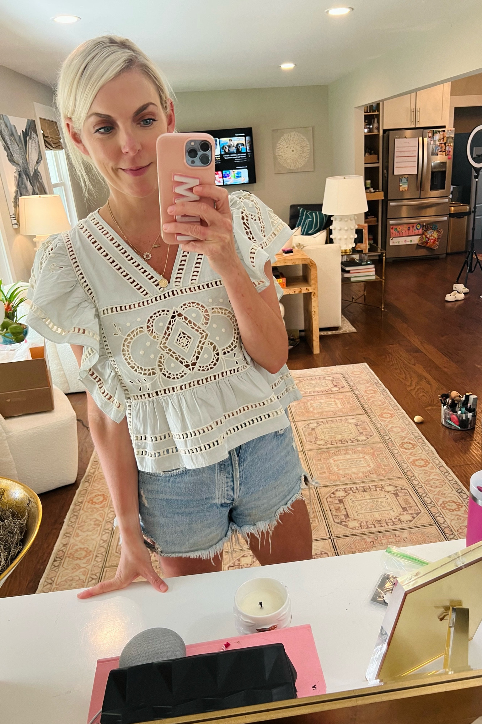 Wearing size small in blouse 