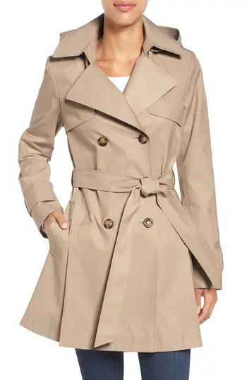 Women's Halogen Detachable Hood Trench Coat, Size X-Small - Beige | Nordstrom