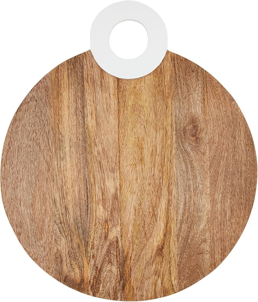 Mud Pie White Lacquer Handle Round Board; 23 3/4" x 20" | Amazon (US)