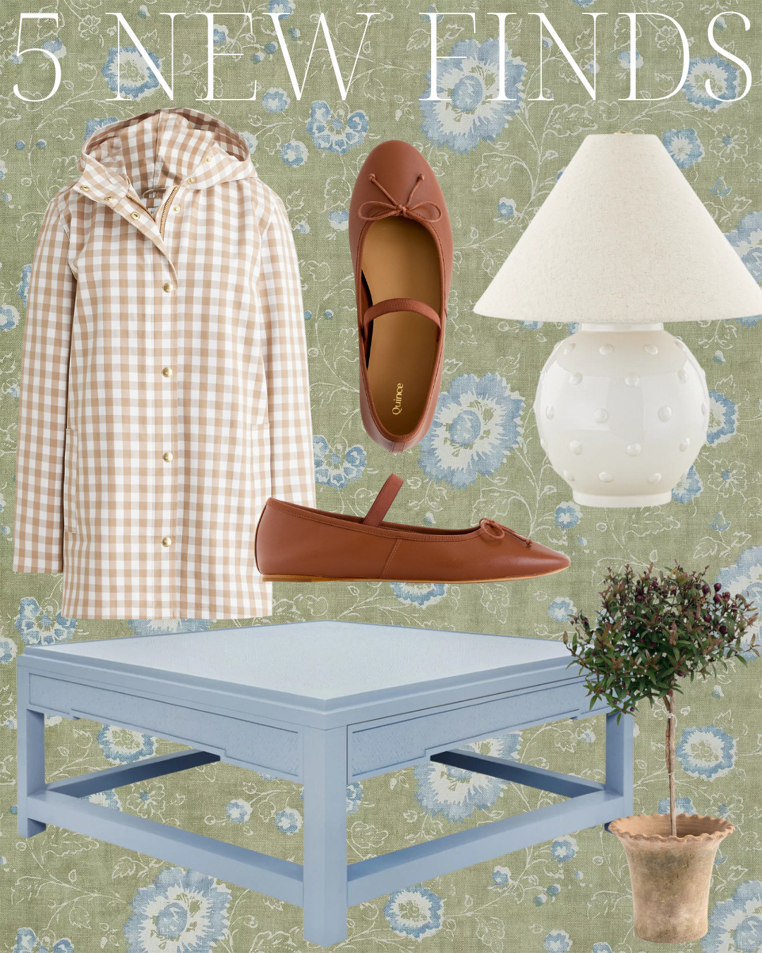leather maryjane ballet flats | white designer lamp | dotted lamp | myrtle topiary | myrtle herb plant | congac flats | blue coffee table | woven coffee table | traditional style | classic home | gingham jacket | classic style | preppy style 

 

#LTKOver40 #LTKHome #LTKSaleAlert