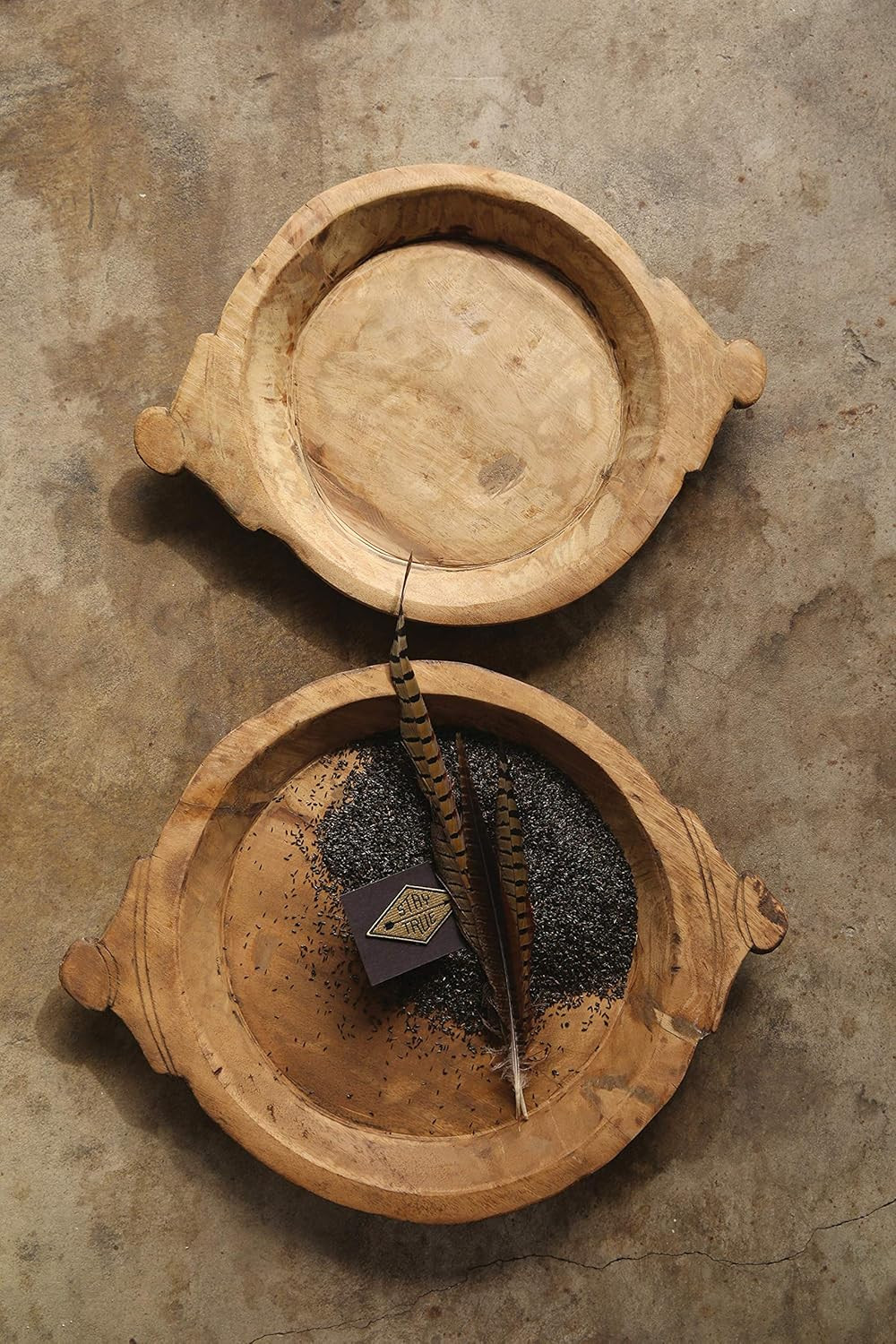 Creative Co-Op Set of 2 Hand Carved Wood Bowls Light Brown | Amazon (US)