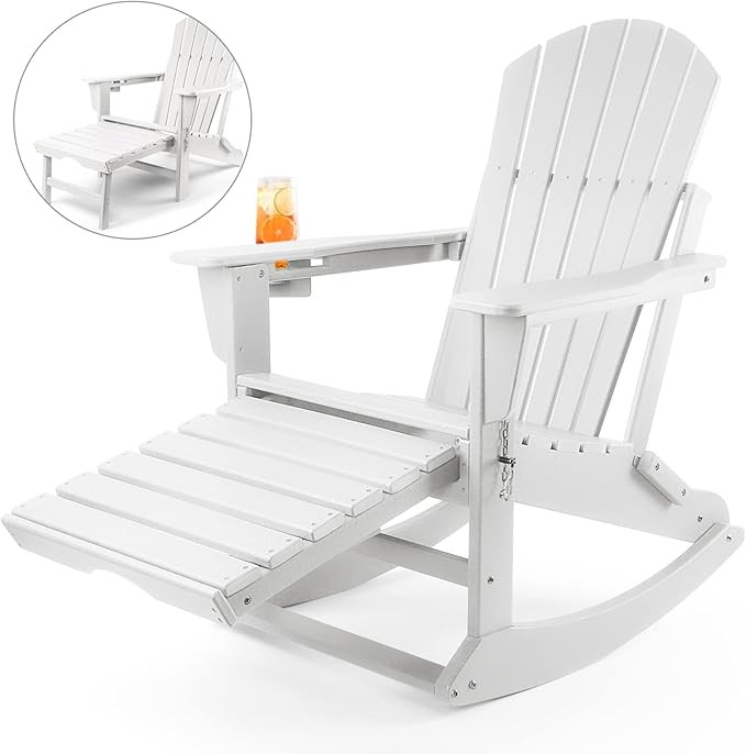 FUNBERRY Adirondack Rocking Chair, 4-in-1 Multifunctional Porch Rocker with Retractable Ottoman &... | Amazon (US)