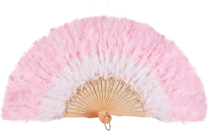 Feather Hand Fan, 1920s Vintage Style Marabou Feather Fan, Folding Handheld Feather Fan for Costu... | Amazon (US)