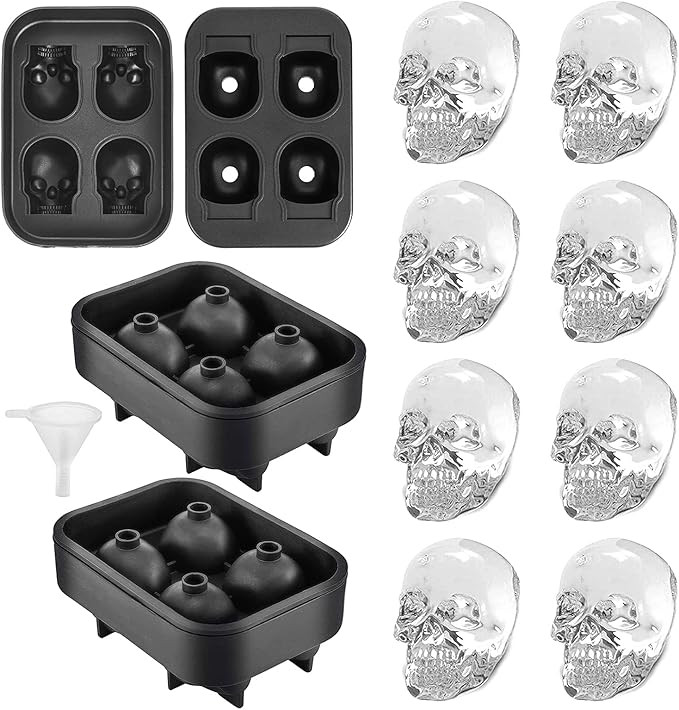YHT 2 Pack Skull Silicone Ice Cube Trays, Ice Cube Molds for Whiskey, Easy Release Ice Tray with ... | Amazon (US)