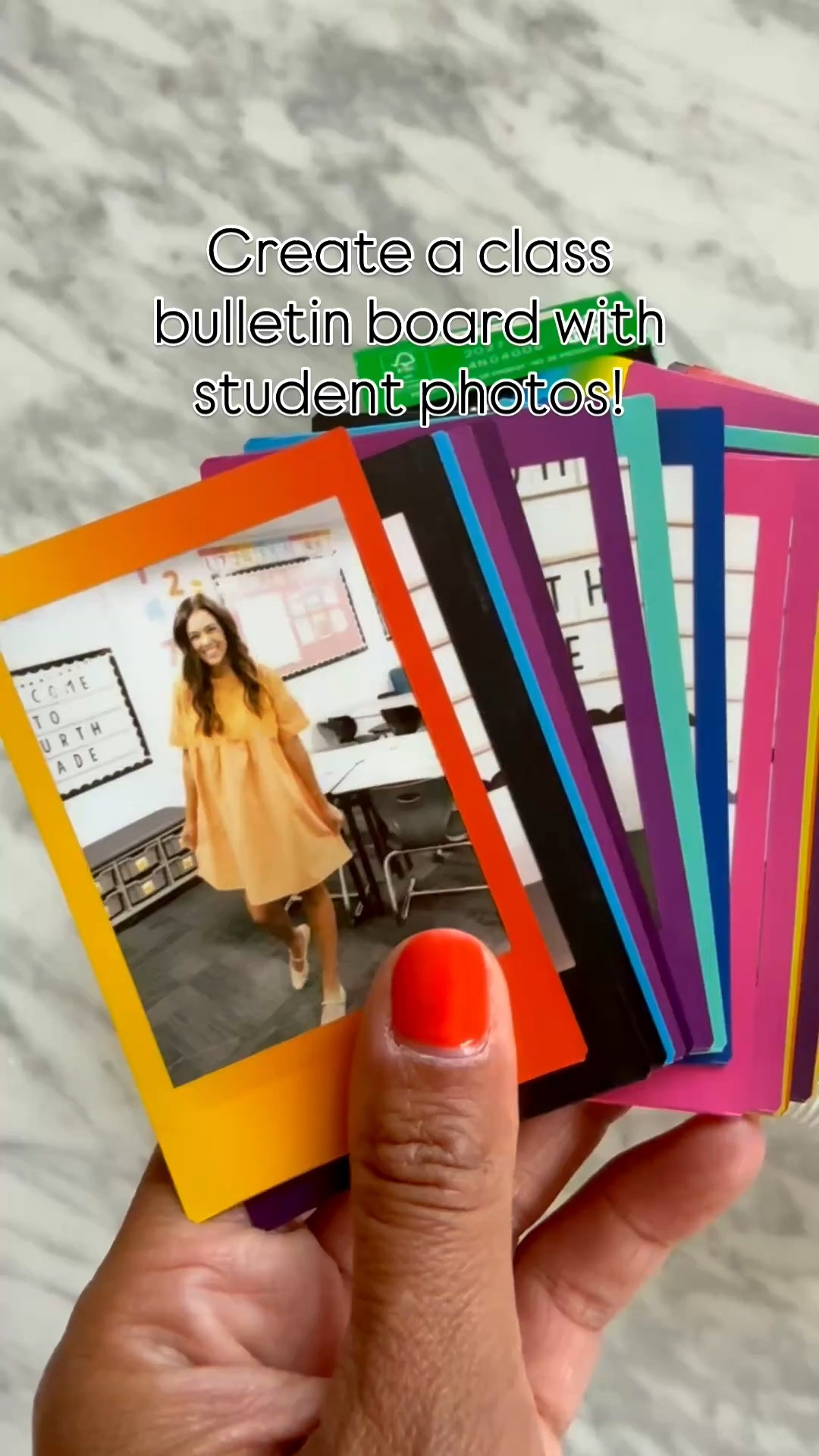 Class family photo bulletin board using a polaroid printer! 