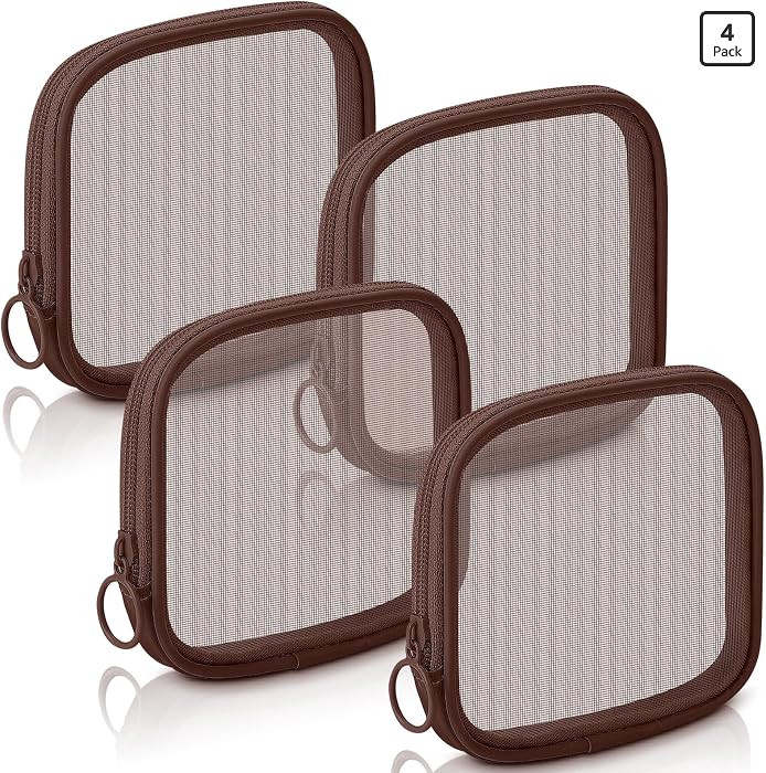 Weewooday 4 Pcs Mesh Pouch Small, Brown Zipper Bag | Amazon (US)