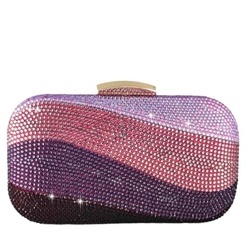 Boutique De FGG Mini Purple Rhinestone Clutch Purses for Women Formal, Luxury Crystal Clutch Evening Handbags, Party Dinner Purse | Amazon (US)