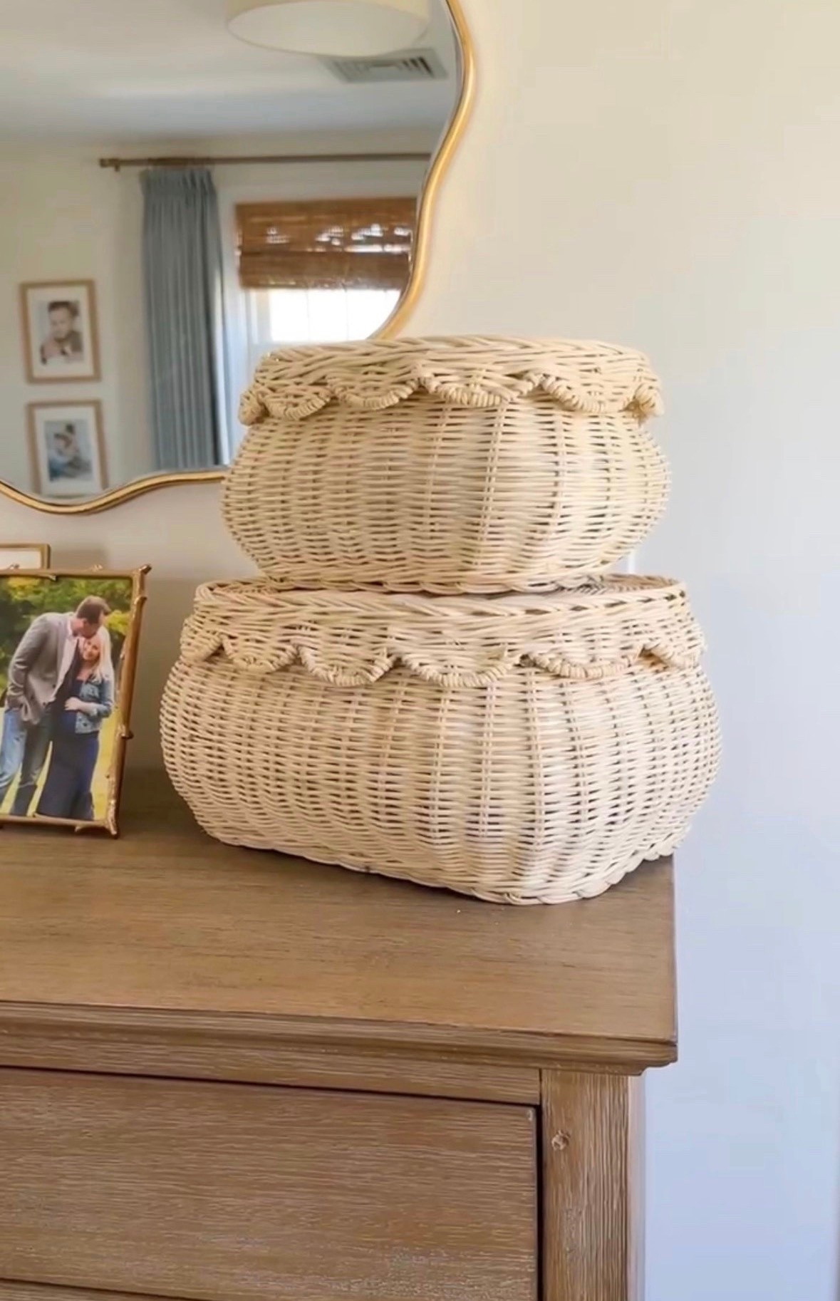 Scalloped and rattan decor are two easy ways to give a coastal look throughout your home. Shop some favorites here!