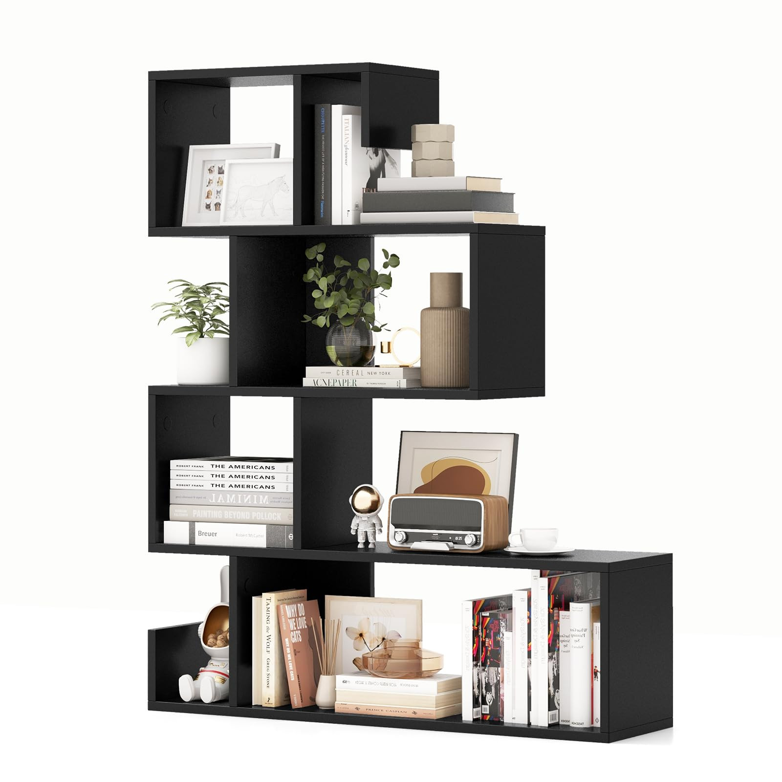 Giantex 5-Tier S-Shaped Bookshelf, Geometric Bookcase w/Open Cubes, Modern Decorative Display She... | Amazon (US)