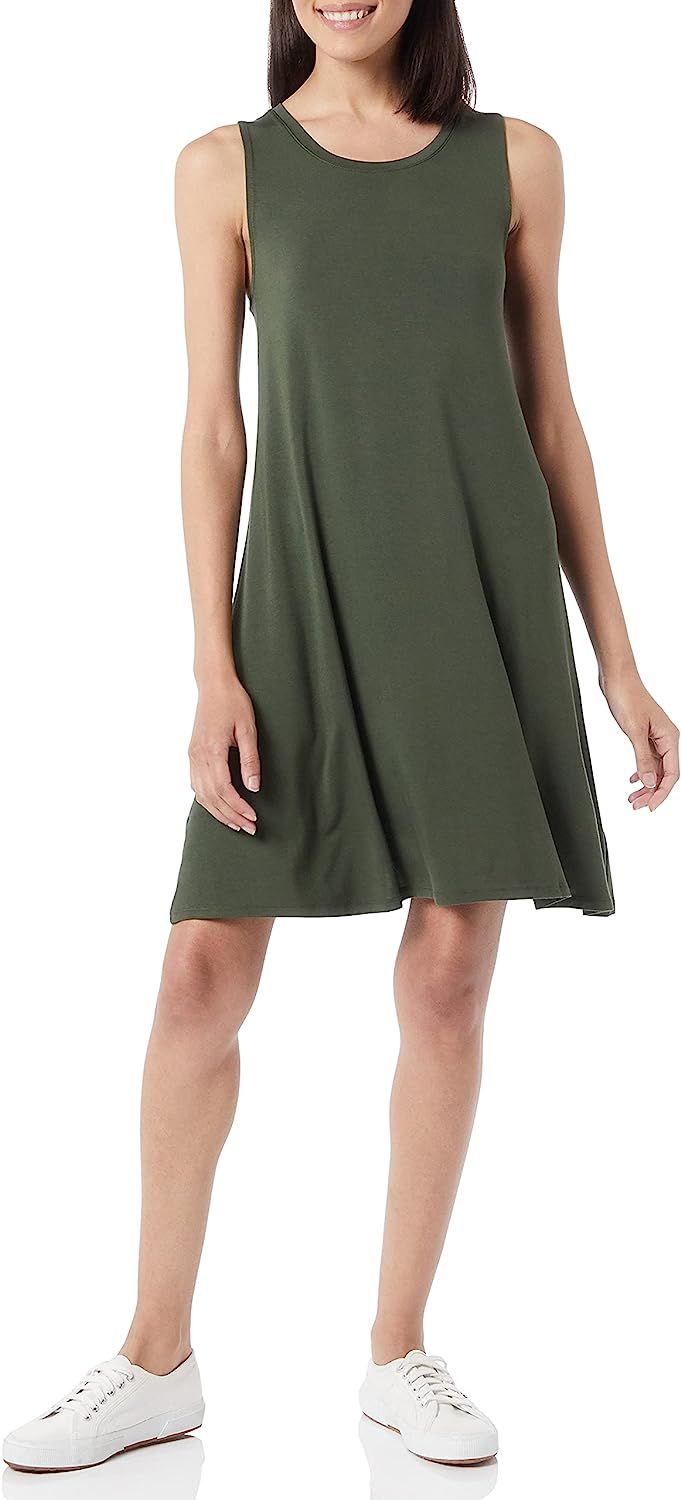 Amazon.com: Amazon Essentials Women's Plus Size Tank Swing Dress (Available in Plus Size), Dark O... | Amazon (US)