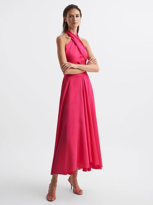 Reiss Pink Ruby Occasion Maxi Skirt | Reiss UK