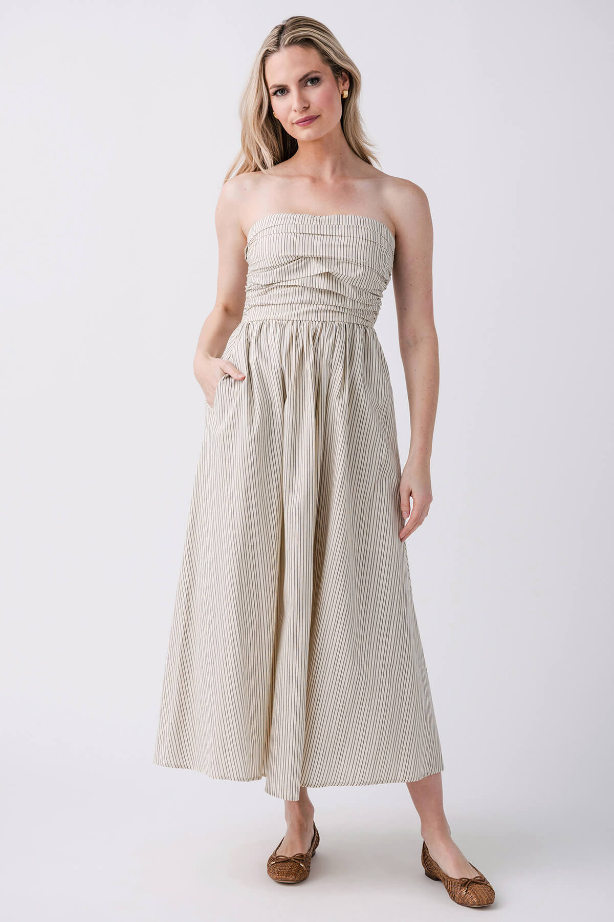 By Together Stripe Strapless Dress | Social Threads