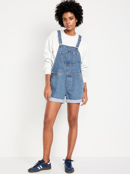 Slouchy Jean Cut-Off Overalls for Women -- 3.5-inch inseam | Old Navy (US)