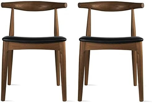 2xhome Contemporary Farmhouse Real Solid Wood PU Leather Cushion Seat Mid Century Modern Dining C... | Amazon (US)