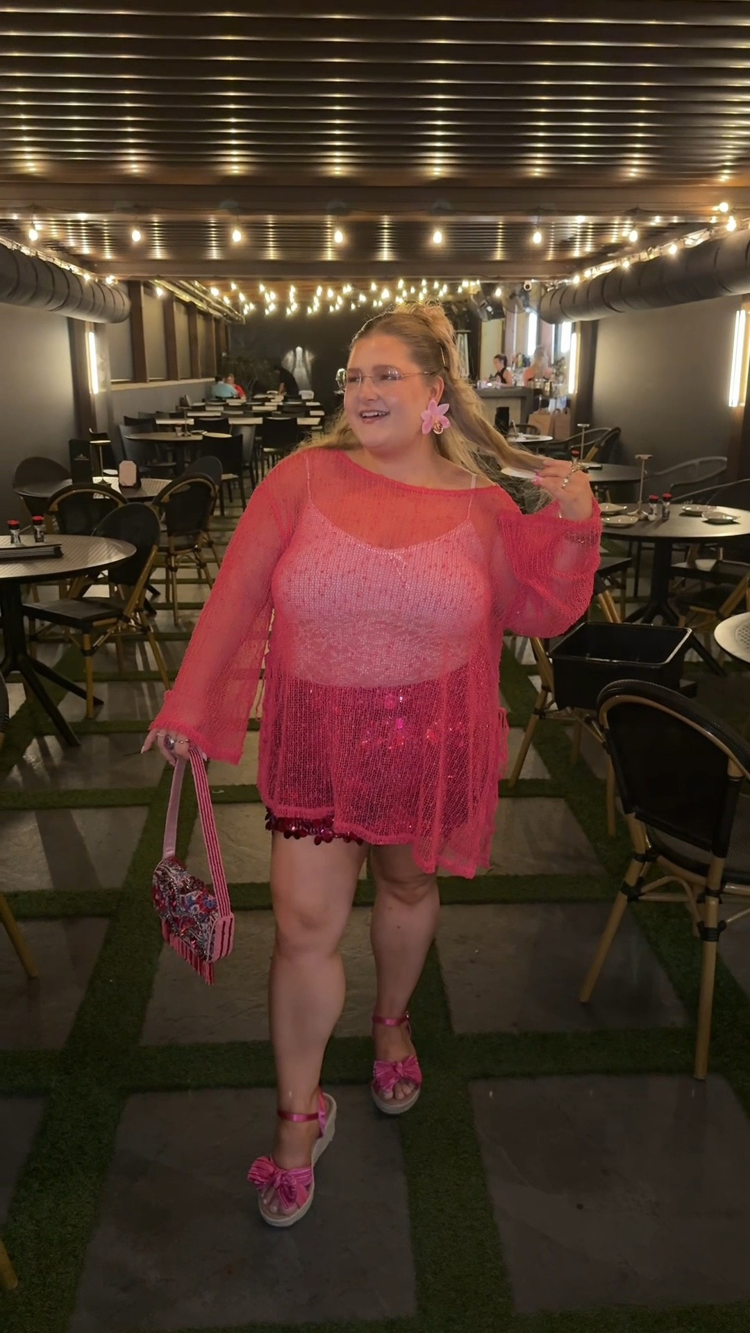 Curvy date night outfit 💖 this pink sparkly outfit was the perfect summer girls night outfit, Date night outfit, or summer vacation outfit! I’m wearing a size 2x in the cover up, and XL in the sequin skirt, and 9W in summer sandals (the sandals are wide width comfy heels btw!!!) 💖 this look is also sort of giving Zara Larson Midnight Sun vibes and would be perfect to wear as a summer concert outfit! • plus size summer outfit inspo • plus size date night outfit inspo • plus size girls night outfit inspo

#LTKootd #LTKPlusSize #LTKMidsize
