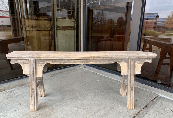 Chinese Antique Original Primitive Elm Wood Garden Farm Bench Circa 1920s | Etsy (US)
