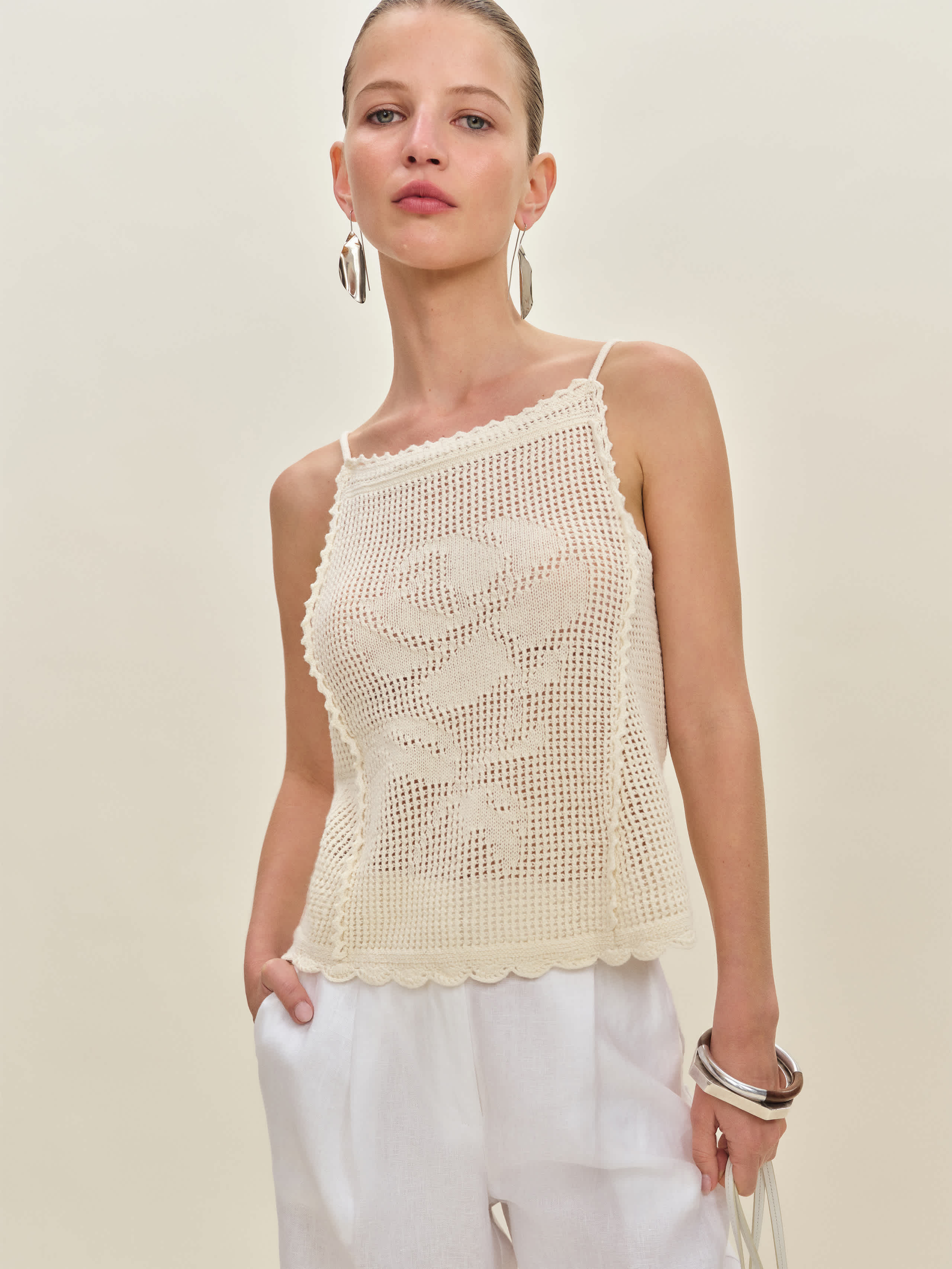 Sonnet Cotton Linen Crochet Tank | Reformation (Global)