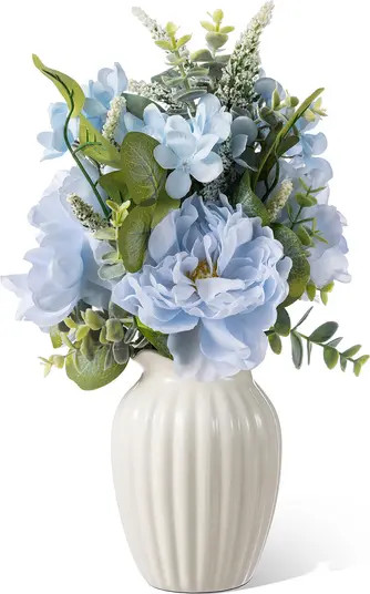 18"H Blue Peony & Hydrangea with Ceramic Vase Centerpiece | Nordstrom