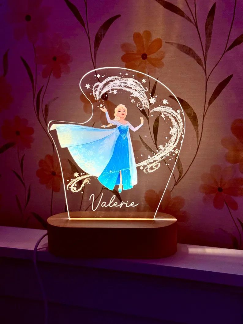 Personalized Frozen Night Light: Elsa Light with custom engrave Name - Nursery Decor for Girls | Etsy (Global)