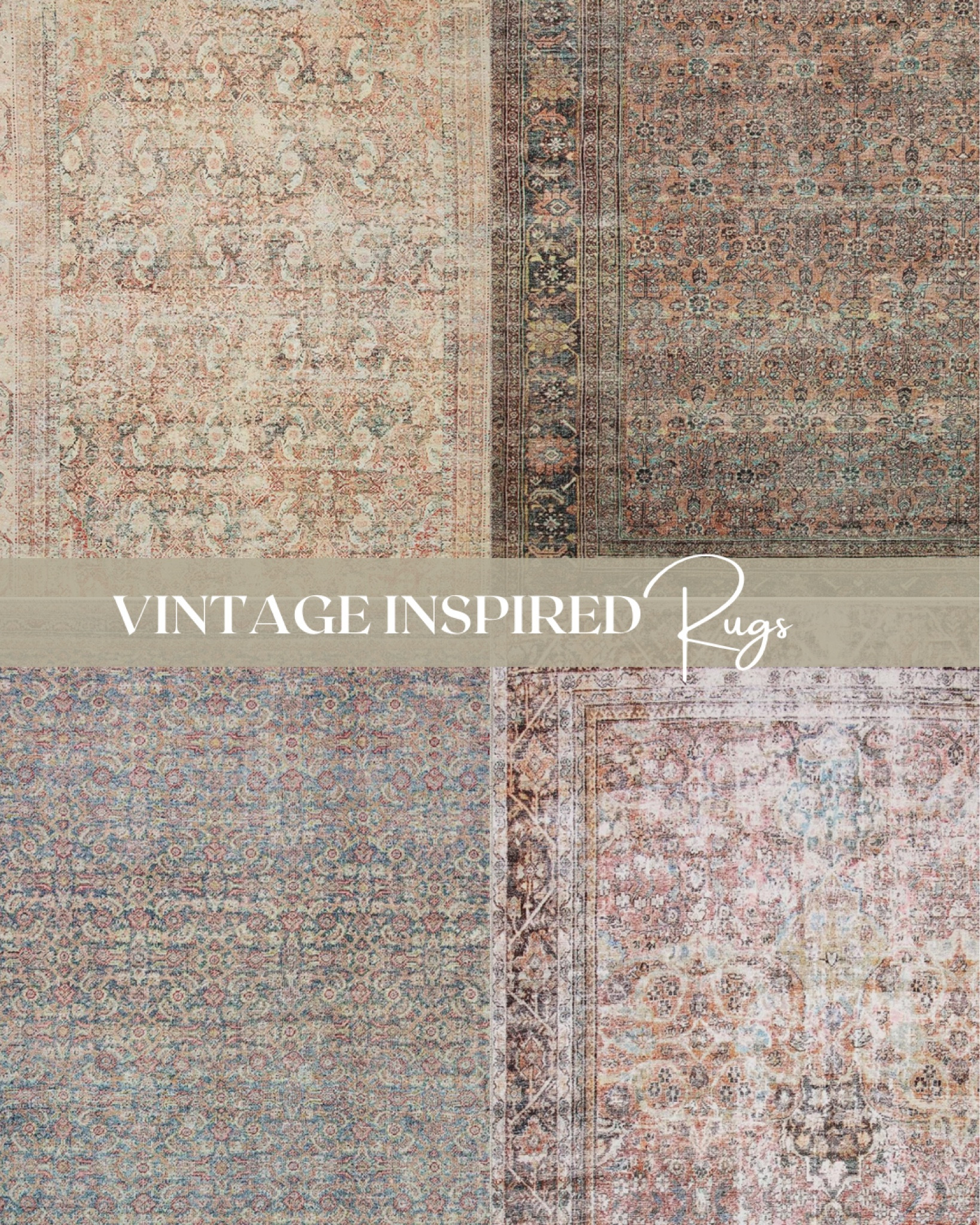 Vintage Inspired Organic Modern CottageCore Area Rugs