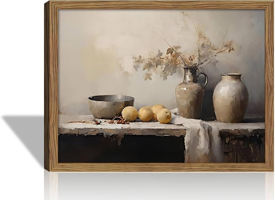 Framed Vintage Kitchen Wall Art, Dining Room Retro Jars Pictures Wall Decor, Moody Oil Painting C... | Amazon (US)