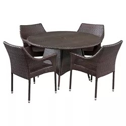 Grant 5pc Wicker Patio Dining Set- Brown - Christopher Knight Home | Target