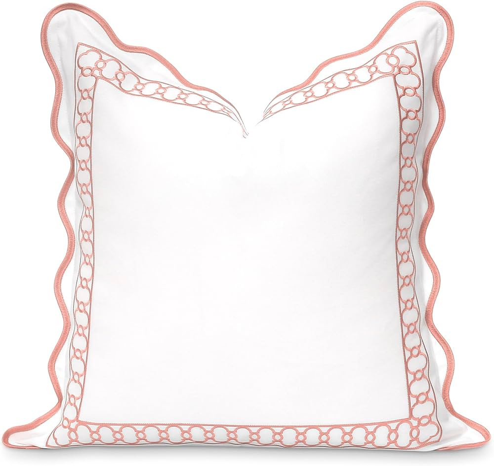 Hofdeco Premium Coastal Patio Indoor Outdoor Scalloped Throw Pillow Cover Only, 20"x20" Water Rep... | Amazon (US)