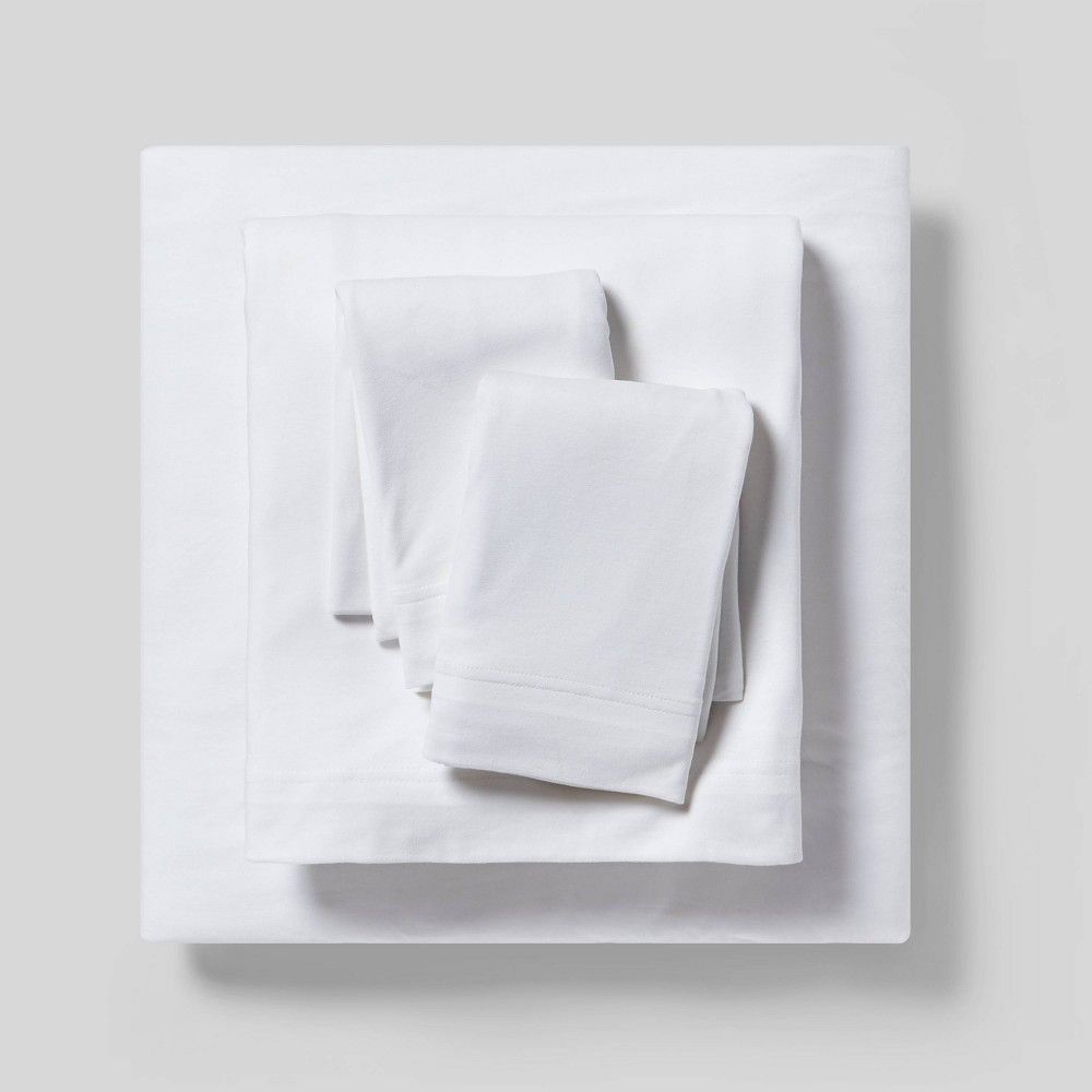 King Cozy Brushed Solid Jersey Sheet Set White - Threshold | Target