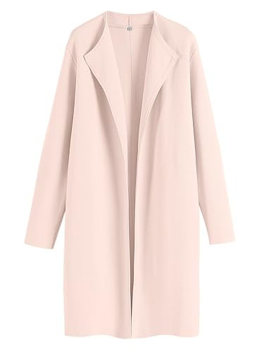 ANRABESS Women's Long Cardigans Sweater 2025 Fall Dressy Casual Lapel Knit Warm Trench Coatigan Oversized Blazer Jacket Coat Light Apricot X-Large | Amazon (US)