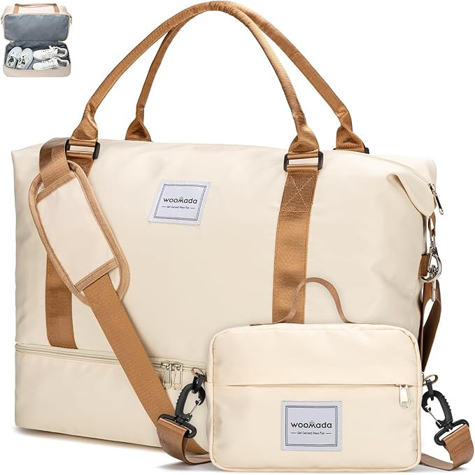 WOOMADA Weekender Overnight Bag for Women, Shoulder Travel Duffel with Shoes Compartment,Gym Bag ... | Amazon (US)