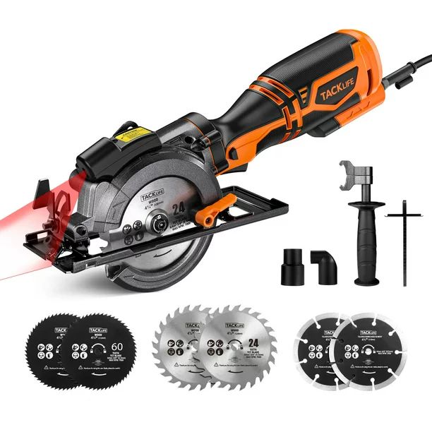 TACKLIFE 5.8A Corded Electric Circular Saw with 6 Saw Blades and Laser Guide, Max Cutting Depth 1... | Walmart (US)