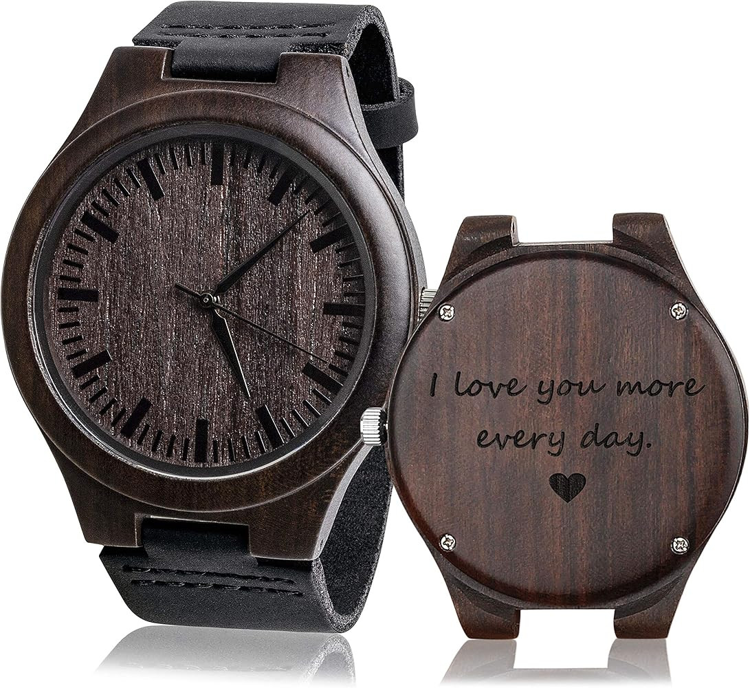 Fodiyaer Engraved Wood Watch for Men Boyfriend Husband Him As Personalized Anniversary Christmas ... | Amazon (US)