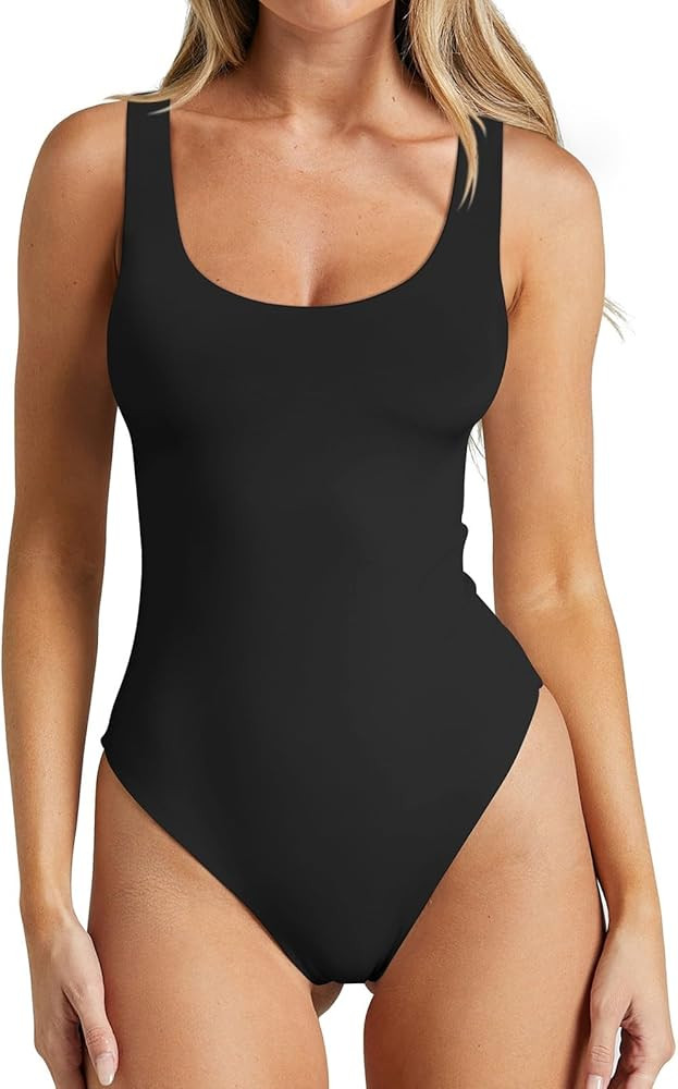 REORIA Butsmooth® Women's Scoop Neck Sleeveless Bodysuits Sexy Backless Slimming Double Lined Ba... | Amazon (US)