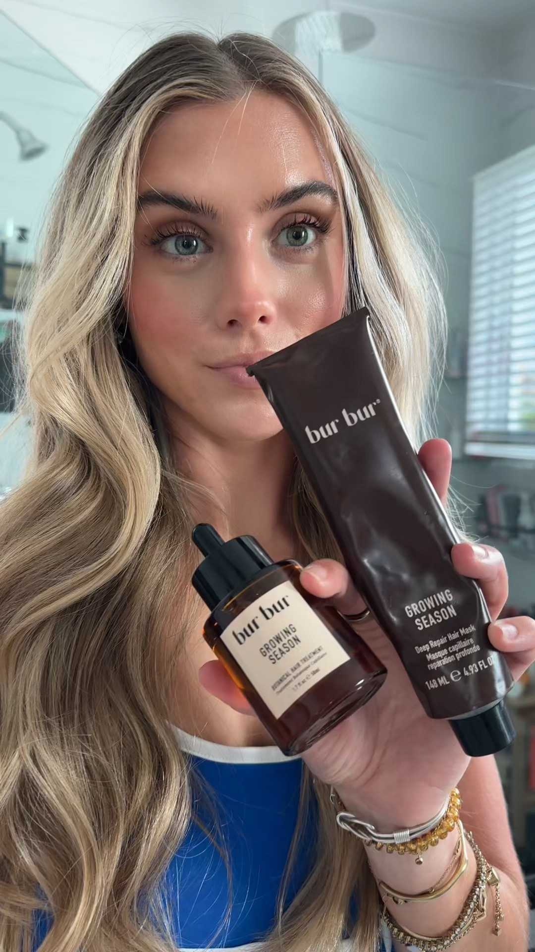 The Bur Bur Growing Season is a high performance botanical hair oil. A weekly treatment that visibly strengthens hair, adds shine, softness and supports healthy hair growth. Recommended to use at least once a week. A high-performance repair mask for dry or damaged hair. This nutrient-rich treatment is packed with strengthening plant proteins, botanical butters, and restorative oils to deeply recondition, protect, and help prevent breakage. It helps rebuild hairs strength and resilience, leaving it supple, healthy, and visibly renewed.

#LTKBeauty #LTKselfcare #LTKgrwm
