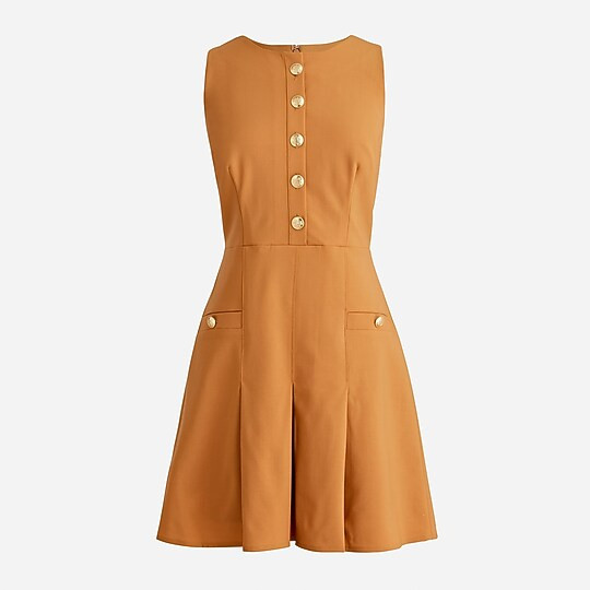 Pleated mini dress in Italian bi-stretch wool | J. Crew US