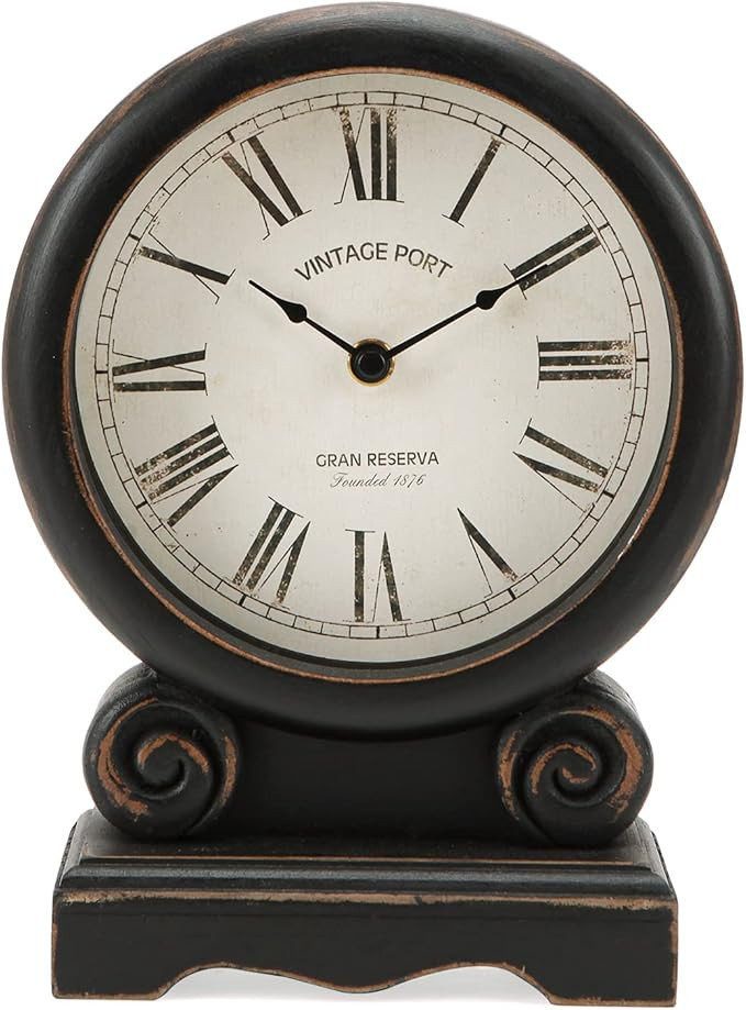 NIKKY HOME Mantel Clock, Retro Desk Clock Silent-Non-Ticking Battery Operated Wooden Mantel Clock... | Amazon (US)