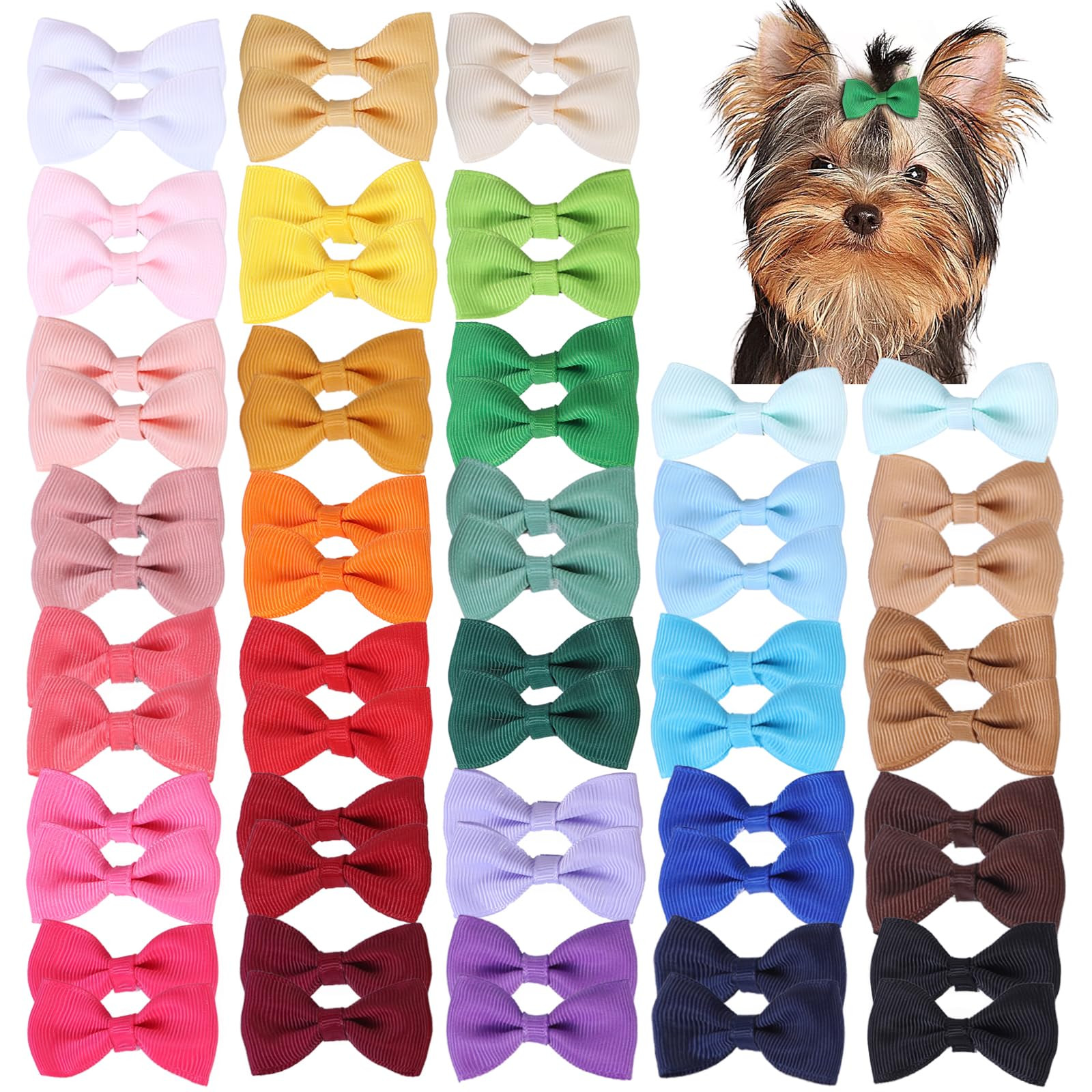 60PCS 2Inch Puppy Dog Bows with Clips,Small Handmade Hair Accessories Bow Pet Puppy for Doggies C... | Amazon (US)