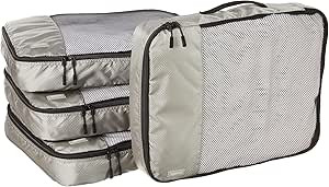 Amazon Basics 4 Piece Packing Travel Organizer Cubes Set, Large, Gray | Amazon (US)