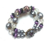 1950S Purple Beaded Bracelet | 50S & Gray Crystal Double Strand | Etsy (US)
