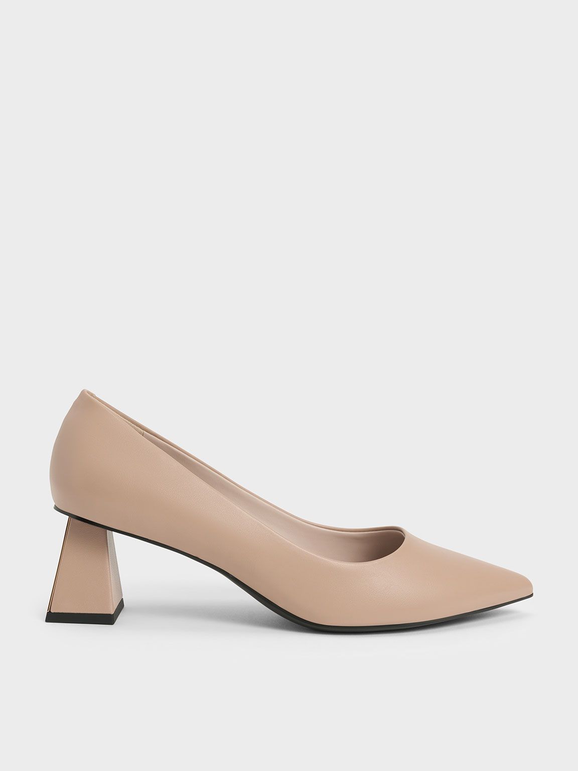Beige Trapeze Kitten Heel Pumps | CHARLES & KEITH | Charles & Keith US