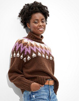 AE Fairisle Mock Neck Sweater | American Eagle Outfitters (US & CA)