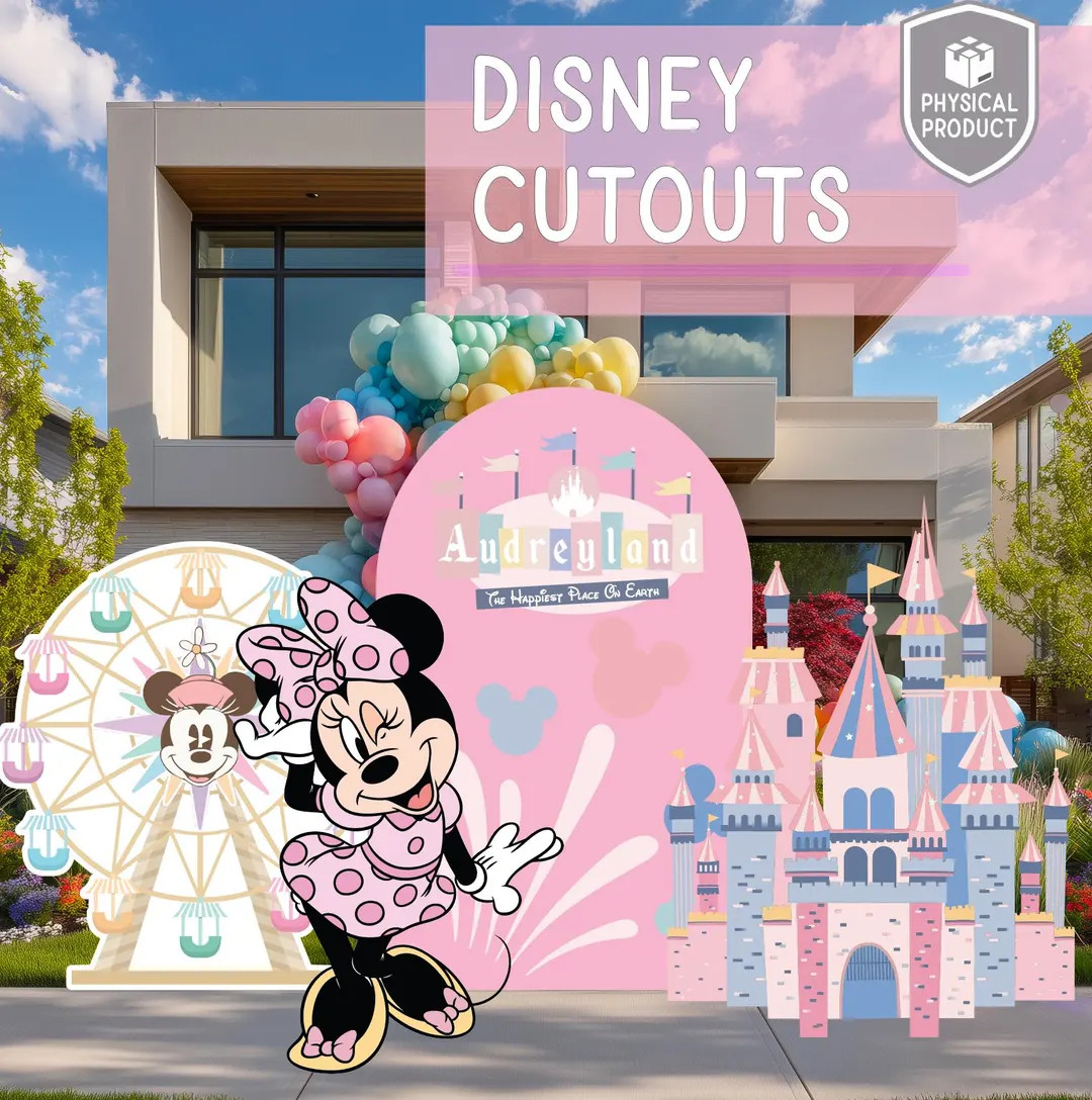 Minnie Mouse Cutouts, Disneyland Party, Disney Birthday, Baby Shower, Lawn Sign, Magic Castle, Fe... | Etsy (US)