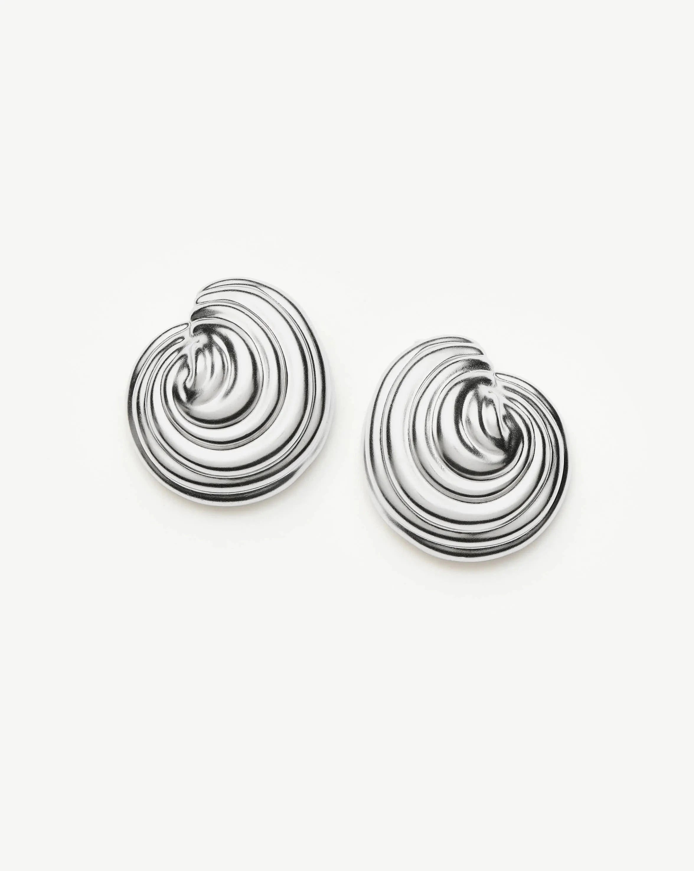 Spiral Dome Oversized Stud Earrings | Silver Plated Earrings | Missoma UK