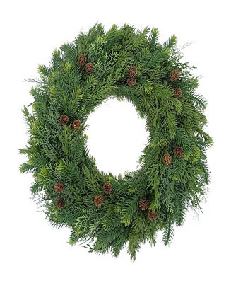 Puleo 24" Artificial Christmas Wreath with Pinecones | Macy's