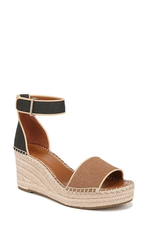 Franco Sarto Clemens Ankle Strap Platform Wedge Sandal in Tan Black at Nordstrom, Size 9.5 | Nordstrom