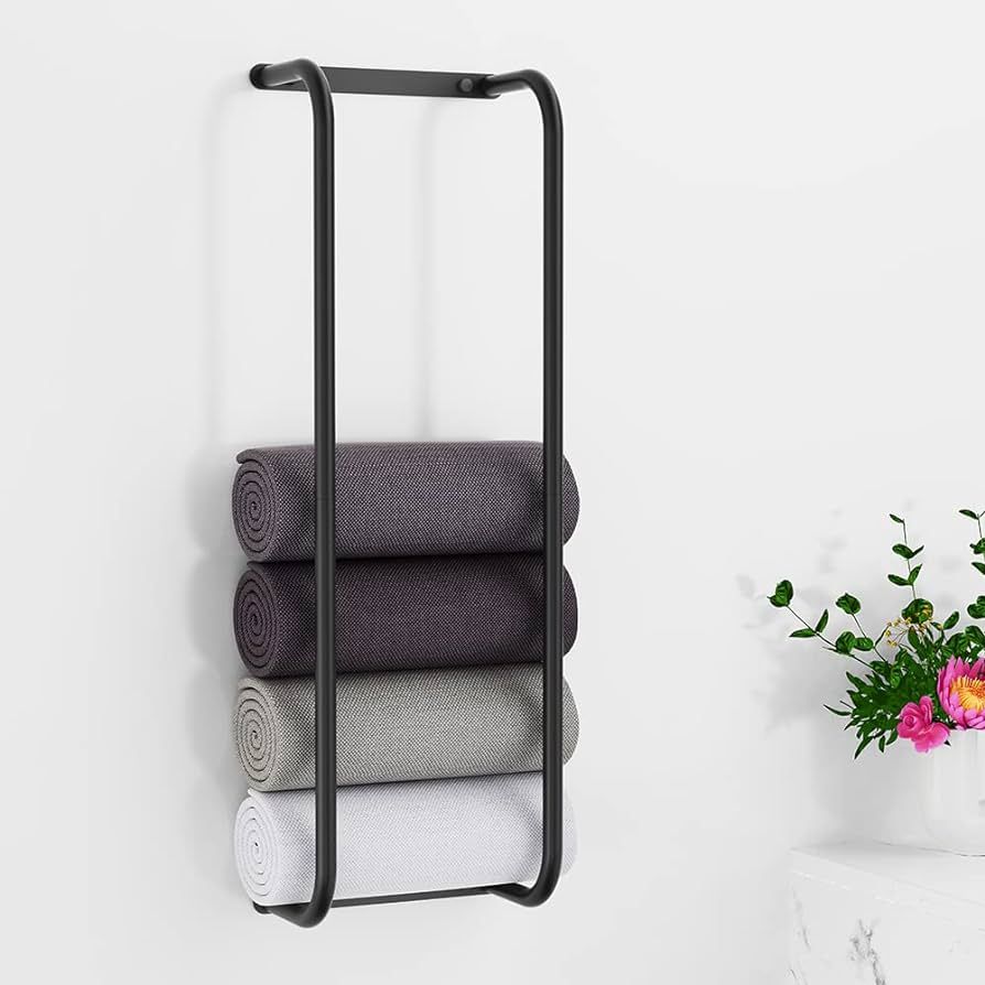 Towel Rack Wall Mounted, Bathroom Towel Storage, Stainless Steel Towel Racks for Bathroom, Bath T... | Amazon (US)