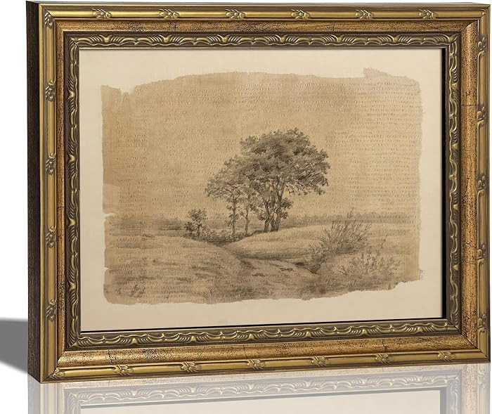 Vintage Gold Framed Lone Tree Landscape Sketch Wall Art, 12 x 16 in | Amazon (US)
