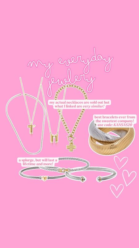 My everyday staple jewelry!! ✨💎🤍

My letter necklaces are Louis Vuitton sold out, but you can find some on eBay! 
My cross necklace is SC Collections but it’s sold out too!! 

#LTKGiftGuide #LTKwedding #LTKSeasonal