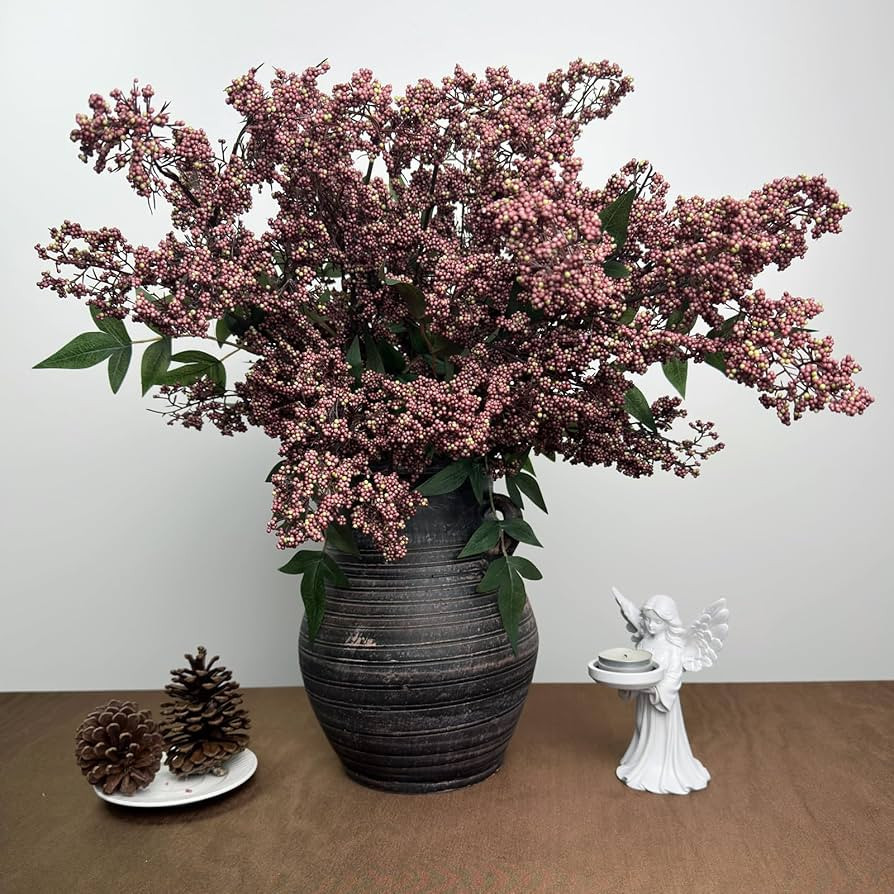 3 Pcs Artificial Dusty Plum Berry Stem43.31 Inch Spring Faux Flowers Picks Branches Fake Realisti... | Amazon (US)